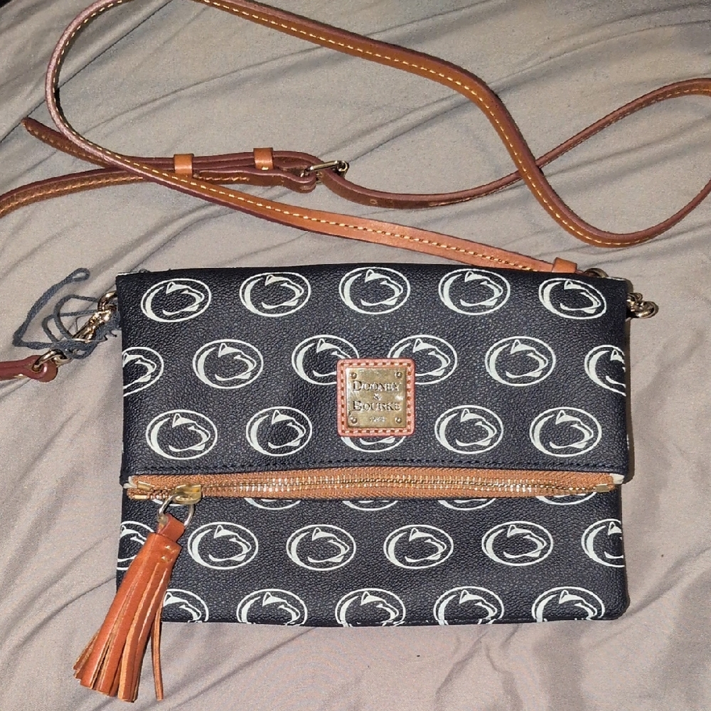 Dooney & Bourke Penn State Blue, White And Tan Crossbody Bag NWOT